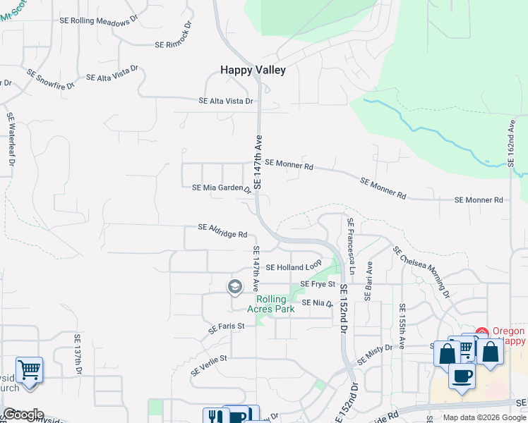 map of restaurants, bars, coffee shops, grocery stores, and more near 14755 SE Taryn Ct in Happy Valley