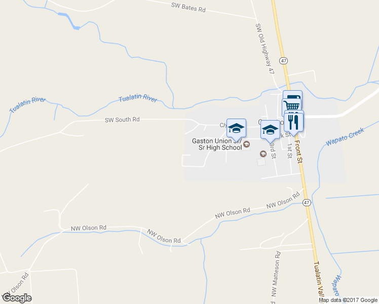 map of restaurants, bars, coffee shops, grocery stores, and more near 427 Vista Ridge Court in Gaston