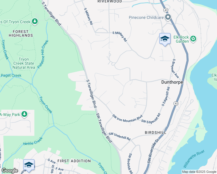map of restaurants, bars, coffee shops, grocery stores, and more near 1659 South Greenwood Road in Portland