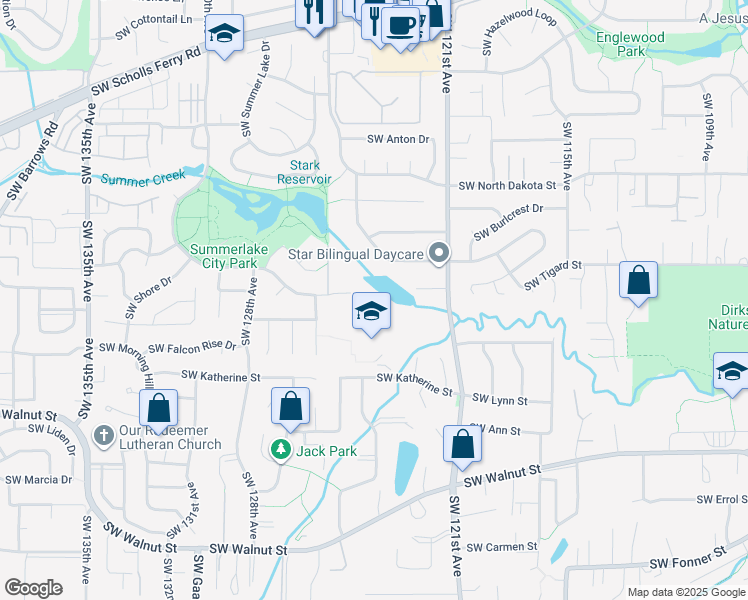 map of restaurants, bars, coffee shops, grocery stores, and more near 12336 Southwest Winter Lake Drive in Tigard