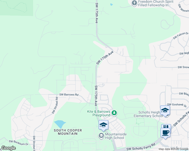 map of restaurants, bars, coffee shops, grocery stores, and more near 11710 Southwest 176th Drive in Beaverton