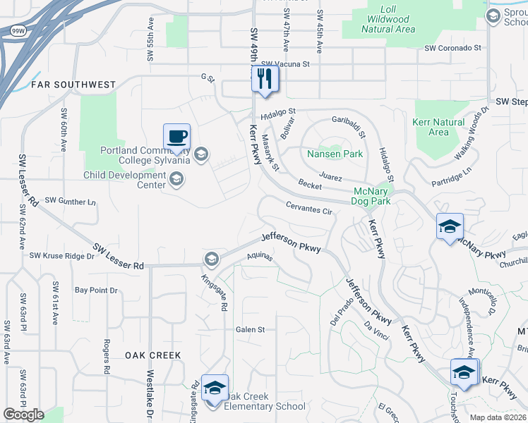 map of restaurants, bars, coffee shops, grocery stores, and more near 25 Nova Court in Lake Oswego