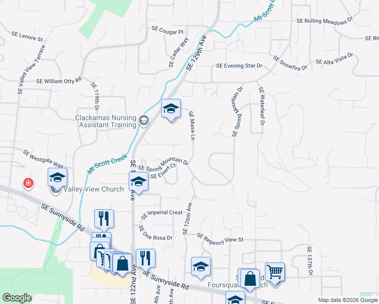 map of restaurants, bars, coffee shops, grocery stores, and more near 12061 Southeast Masa Lane in Happy Valley
