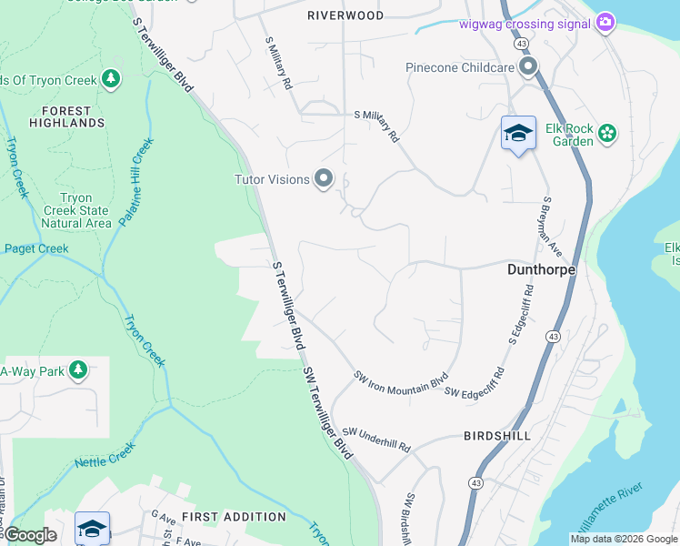 map of restaurants, bars, coffee shops, grocery stores, and more near 1659 South Greenwood Road in Portland