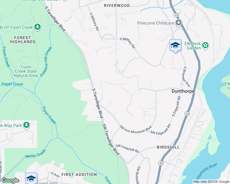 map of restaurants, bars, coffee shops, grocery stores, and more near 1659 South Greenwood Road in Portland