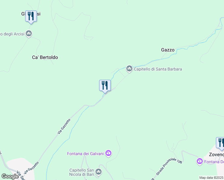 map of restaurants, bars, coffee shops, grocery stores, and more near 10 Via Gazzetto in Provincia di Vicenza