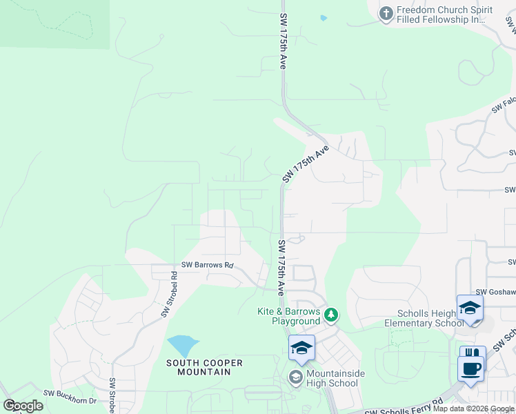 map of restaurants, bars, coffee shops, grocery stores, and more near 17520 Southwest Horse Tale Drive in Beaverton