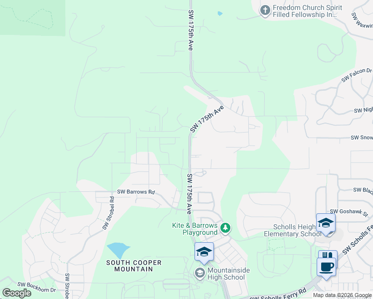 map of restaurants, bars, coffee shops, grocery stores, and more near 11670 Southwest 176th Drive in Beaverton
