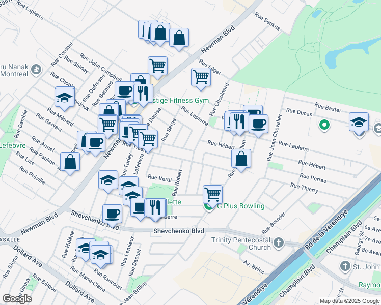 map of restaurants, bars, coffee shops, grocery stores, and more near 1372 Rue Moreau in Montréal