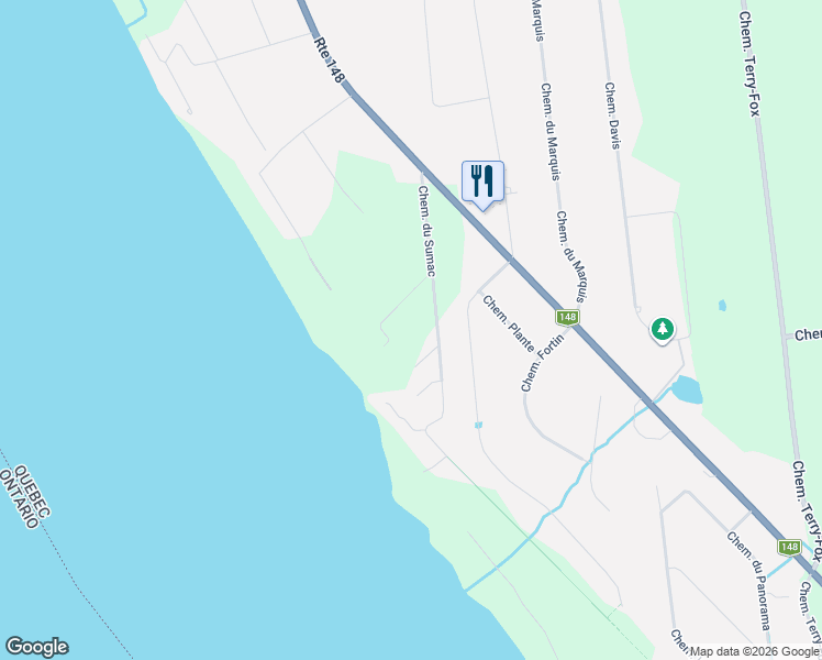 map of restaurants, bars, coffee shops, grocery stores, and more near 92-162 Chemin du Sumac in Luskville