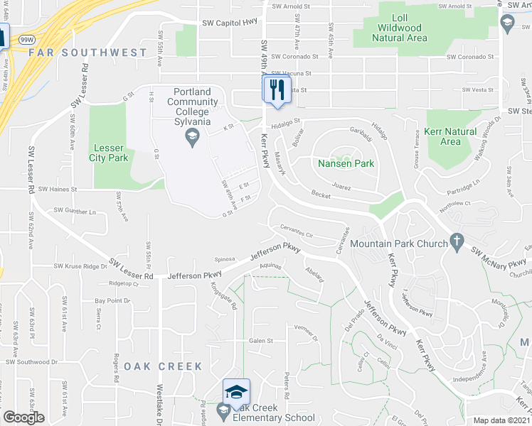 map of restaurants, bars, coffee shops, grocery stores, and more near 2 Erasmus Street in Lake Oswego