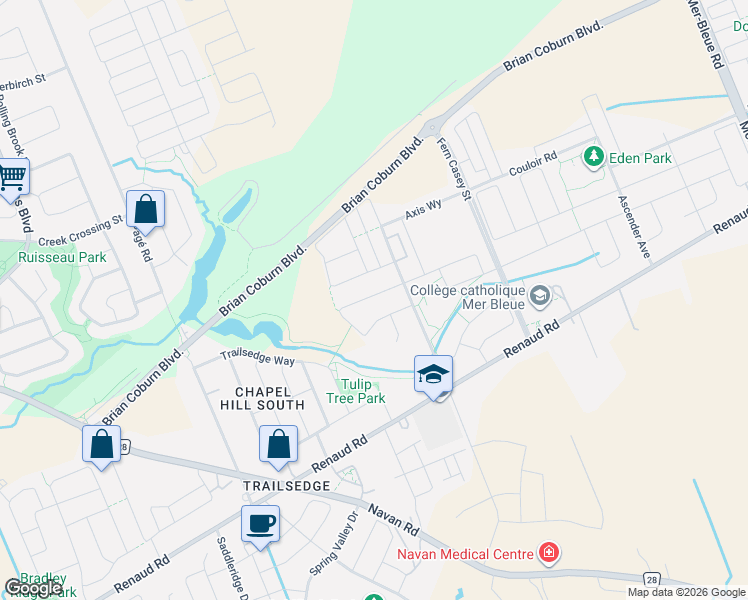 map of restaurants, bars, coffee shops, grocery stores, and more near in Ottawa