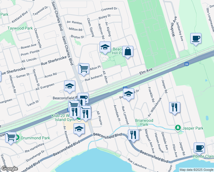 Map Of Beaconsfield Quebec 81 Elm Avenue, Beaconsfield Qc - Walk Score