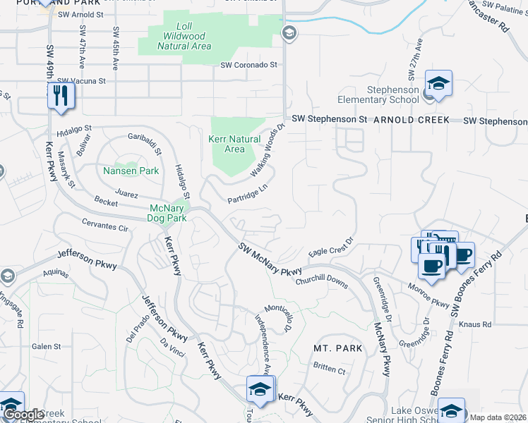 map of restaurants, bars, coffee shops, grocery stores, and more near 200 Oswego Summit in Lake Oswego