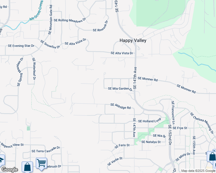 map of restaurants, bars, coffee shops, grocery stores, and more near 14303 Southeast Mia Garden Drive in Happy Valley