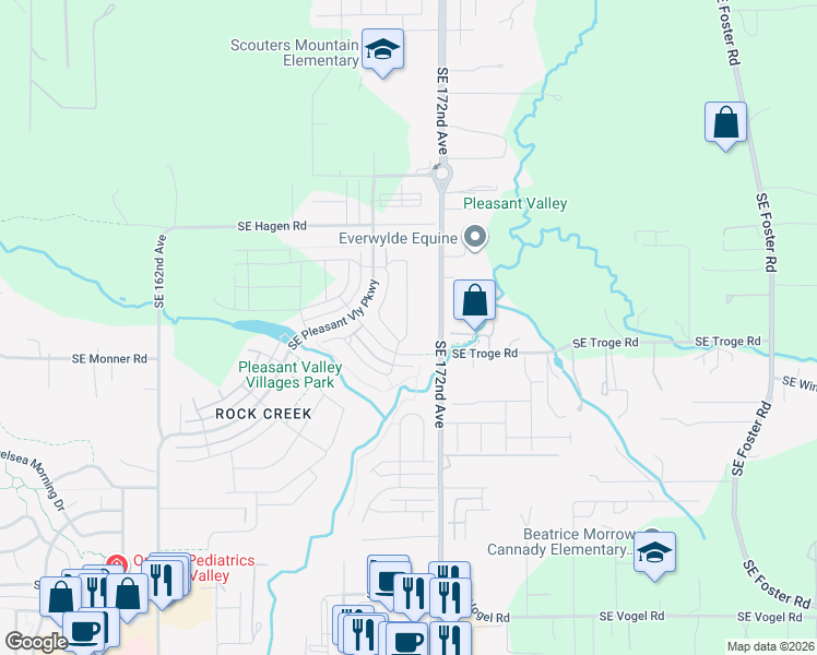 map of restaurants, bars, coffee shops, grocery stores, and more near 11897 Southeast 172nd Avenue in Happy Valley