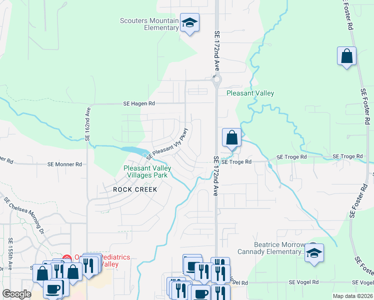 map of restaurants, bars, coffee shops, grocery stores, and more near 11858 Southeast Horse Tail Falls Way in Happy Valley