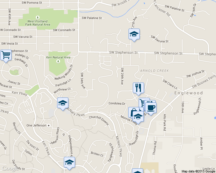 map of restaurants, bars, coffee shops, grocery stores, and more near 40-98 Eagle Crest Drive in Lake Oswego