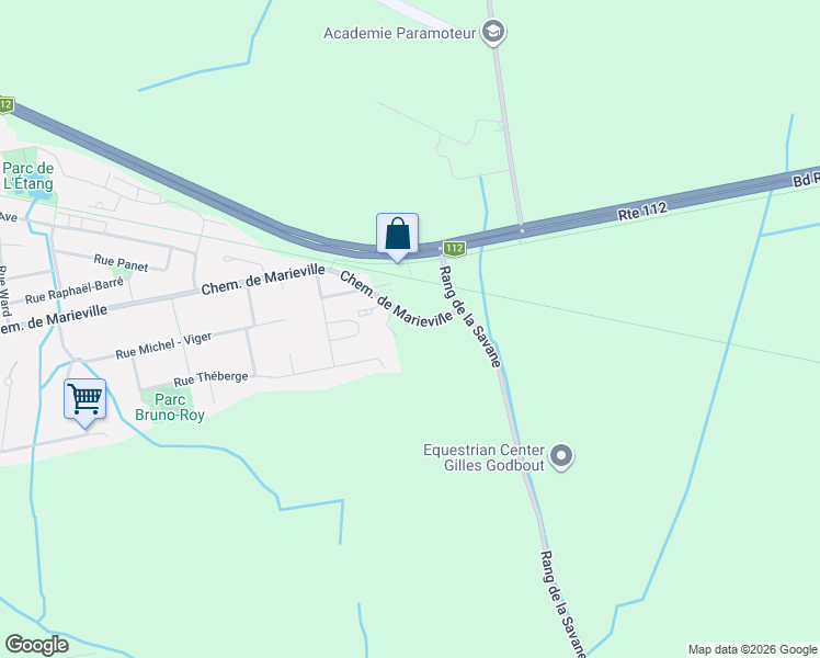 map of restaurants, bars, coffee shops, grocery stores, and more near 895 Chemin de Marieville in Richelieu