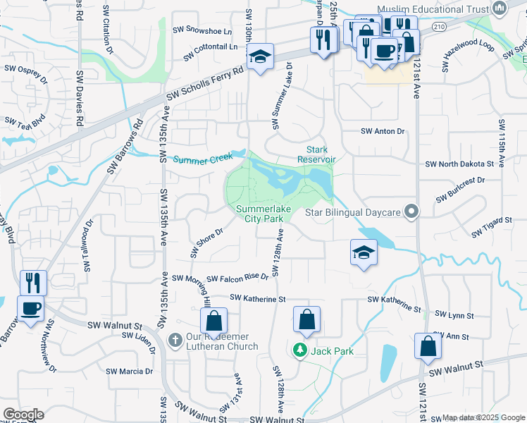 map of restaurants, bars, coffee shops, grocery stores, and more near 11450 Southwest Winter Lake Drive in Tigard