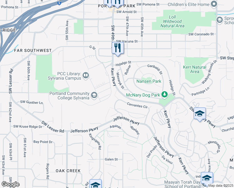 map of restaurants, bars, coffee shops, grocery stores, and more near 13 Erasmus Street in Lake Oswego