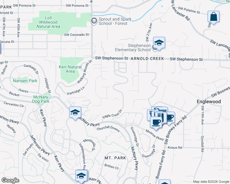 map of restaurants, bars, coffee shops, grocery stores, and more near 47 Eagle Crest Drive in Lake Oswego