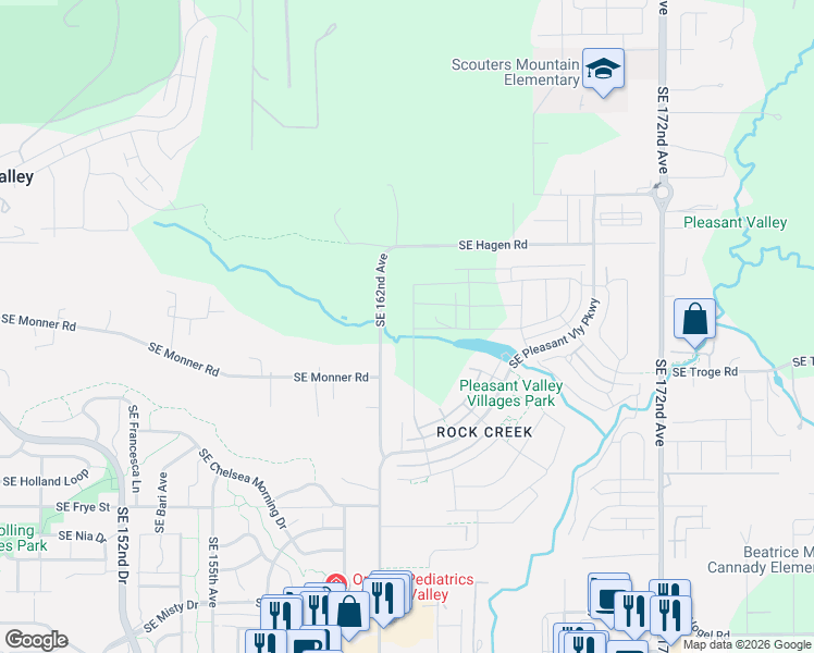 map of restaurants, bars, coffee shops, grocery stores, and more near 11725 Southeast Majestic Falls Avenue in Happy Valley