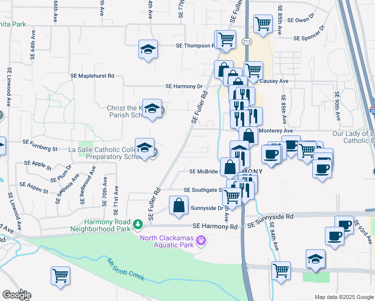 map of restaurants, bars, coffee shops, grocery stores, and more near 11806 Southeast Fuller Road in Portland
