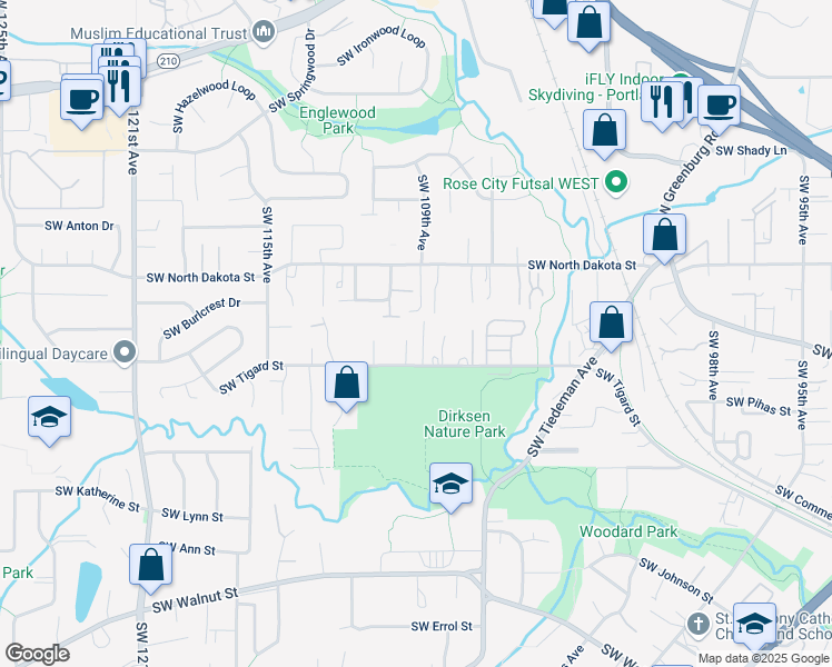map of restaurants, bars, coffee shops, grocery stores, and more near 11545 Southwest Cornell Place in Tigard
