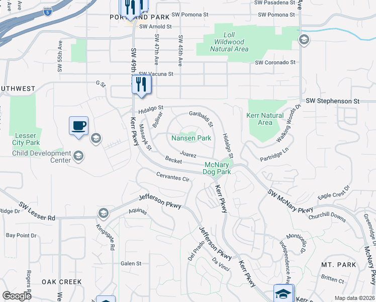 map of restaurants, bars, coffee shops, grocery stores, and more near 35 Becket in Lake Oswego