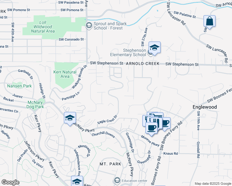 map of restaurants, bars, coffee shops, grocery stores, and more near 55 Eagle Crest Drive in Lake Oswego