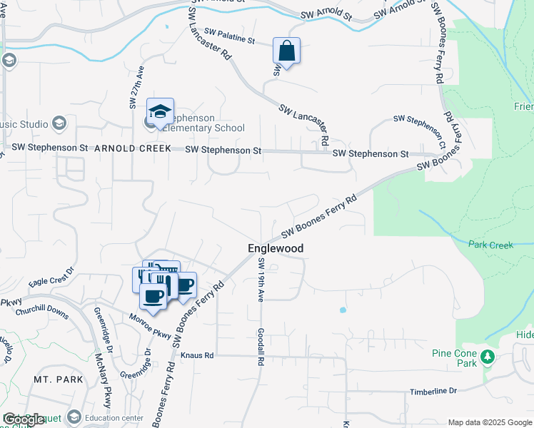map of restaurants, bars, coffee shops, grocery stores, and more near 1829 Southwest Joshua Street in Portland