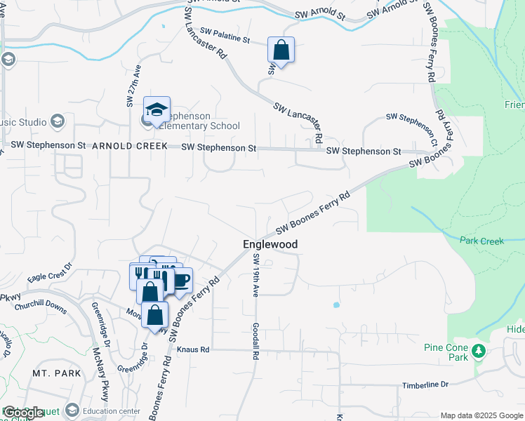 map of restaurants, bars, coffee shops, grocery stores, and more near 1829 Southwest Joshua Street in Portland