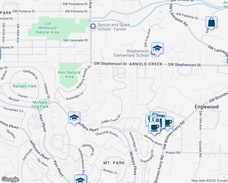 map of restaurants, bars, coffee shops, grocery stores, and more near 55 Eagle Crest Drive in Lake Oswego