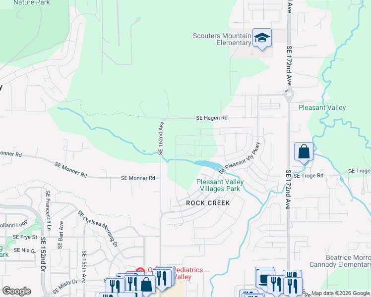 map of restaurants, bars, coffee shops, grocery stores, and more near 16498 Southeast Odell Lake Lane in Happy Valley