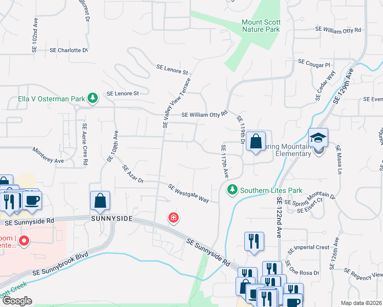 map of restaurants, bars, coffee shops, grocery stores, and more near 11870 Southeast Australis Court in Happy Valley