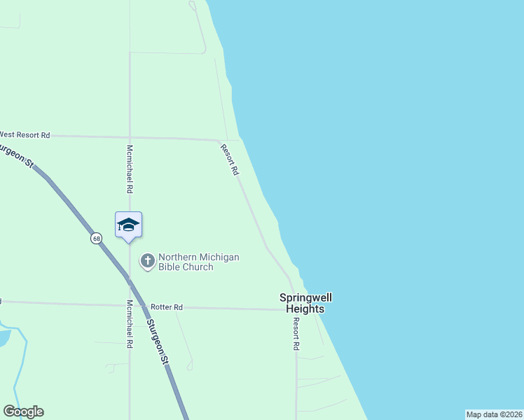 map of restaurants, bars, coffee shops, grocery stores, and more near 1707 Resort Road in Alanson
