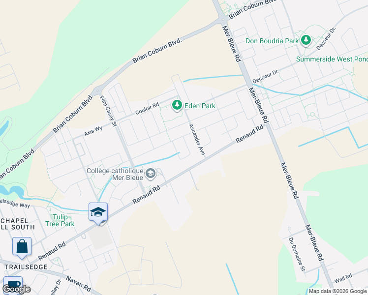 map of restaurants, bars, coffee shops, grocery stores, and more near 643 Gendarme Circle in Ottawa