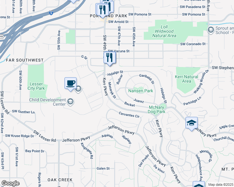 map of restaurants, bars, coffee shops, grocery stores, and more near 14 Nansen Summit in Lake Oswego