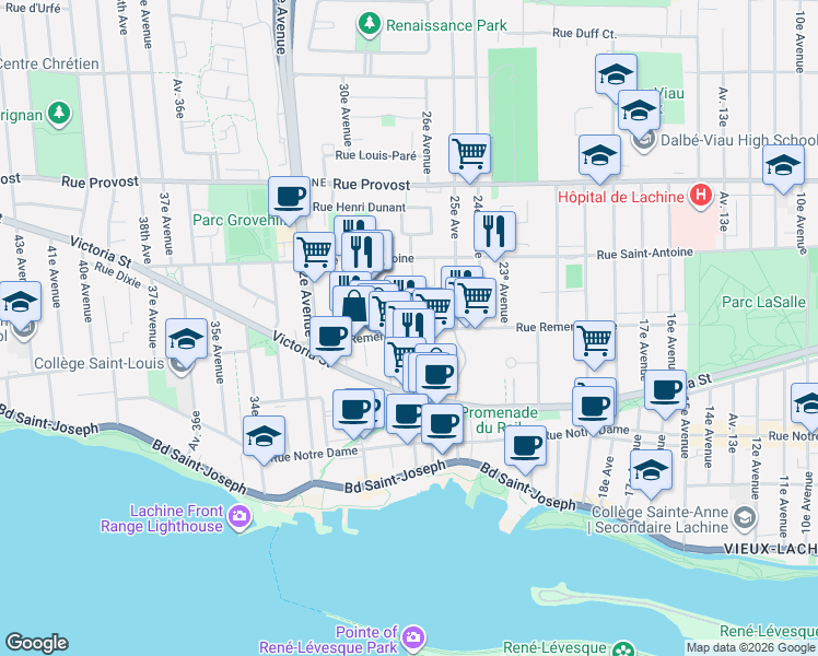 map of restaurants, bars, coffee shops, grocery stores, and more near 2754 Terrasse Louis Joseph Gaston in Montréal