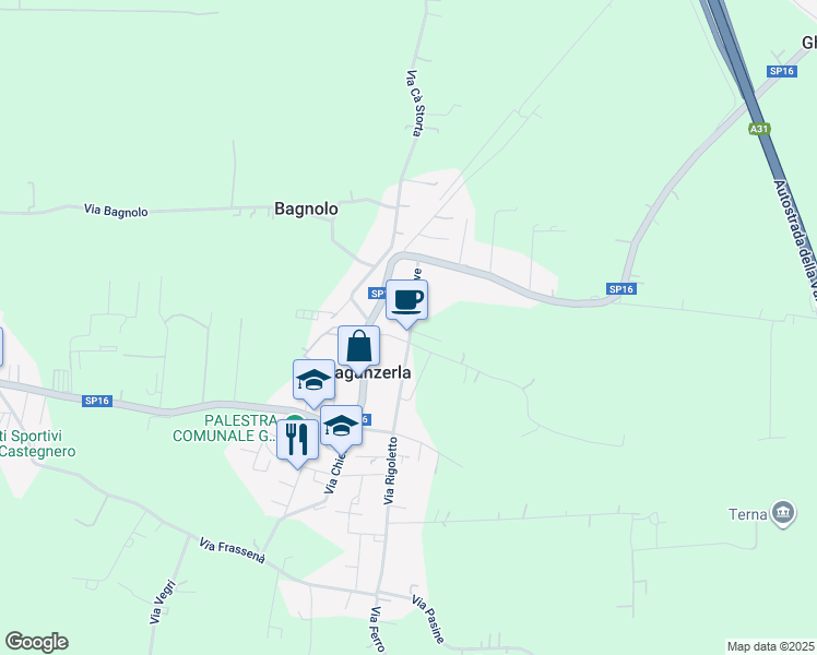 map of restaurants, bars, coffee shops, grocery stores, and more near 23 Via Piave in Villaganzerla