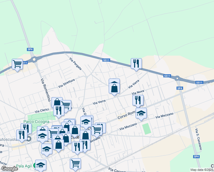 map of restaurants, bars, coffee shops, grocery stores, and more near 18 Via Vincenzo Vela in Trecate