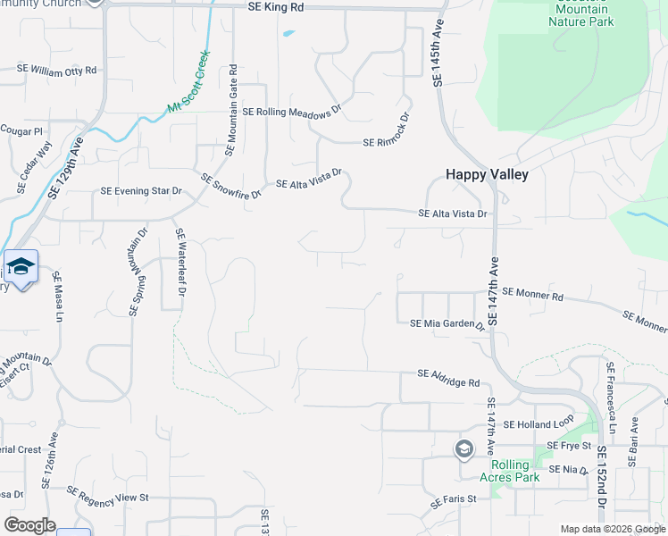 map of restaurants, bars, coffee shops, grocery stores, and more near 11725 Southeast Banbury Circle in Happy Valley
