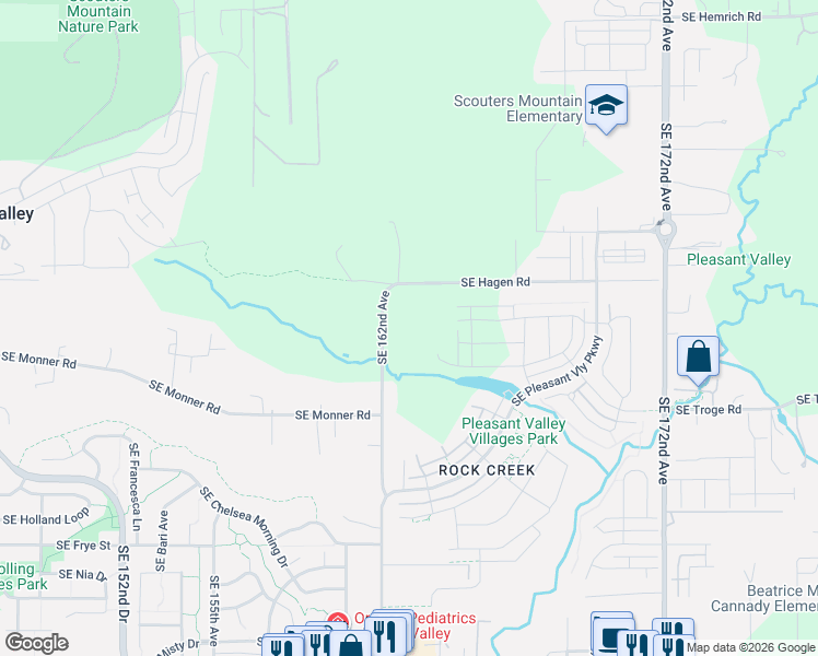 map of restaurants, bars, coffee shops, grocery stores, and more near 11557 Southeast Majestic Falls Avenue in Happy Valley