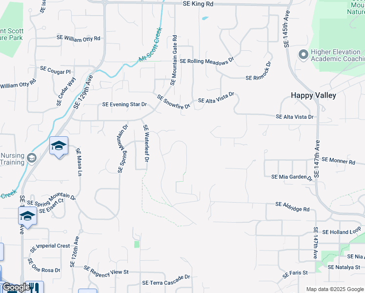 map of restaurants, bars, coffee shops, grocery stores, and more near 13721 Southeast Mountain Crest Drive in Happy Valley