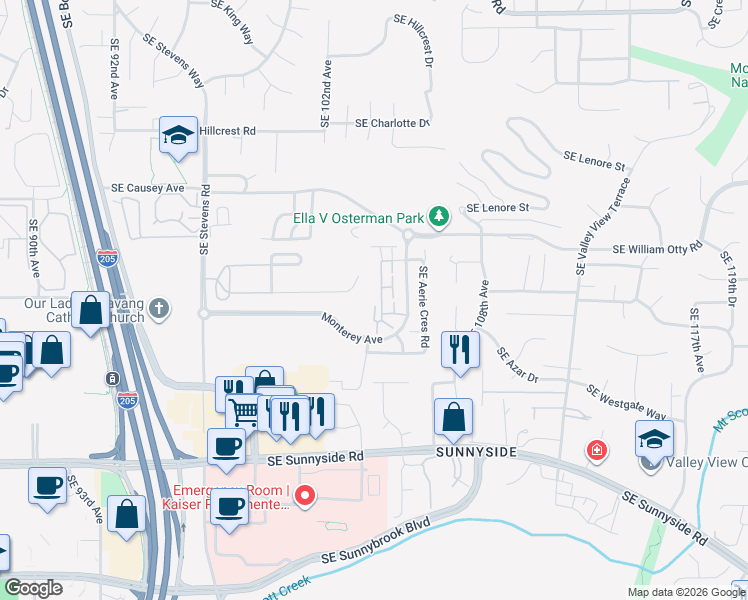 map of restaurants, bars, coffee shops, grocery stores, and more near 11849 Southeast Golden Eagle Lane in Happy Valley