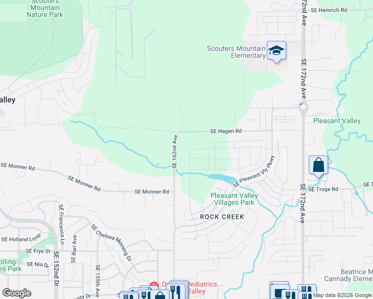 map of restaurants, bars, coffee shops, grocery stores, and more near 11529 Southeast Majestic Falls Avenue in Happy Valley