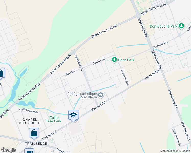 map of restaurants, bars, coffee shops, grocery stores, and more near 602 Cordelette Circle in Ottawa
