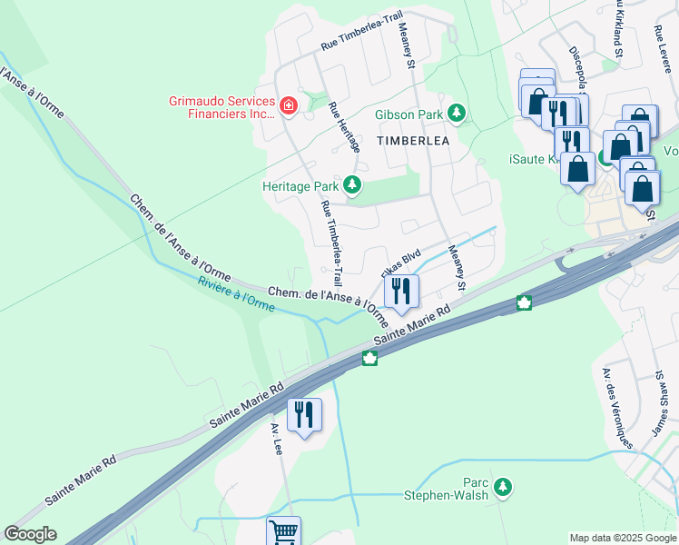 map of restaurants, bars, coffee shops, grocery stores, and more near 15 Timberlea Trail in Kirkland