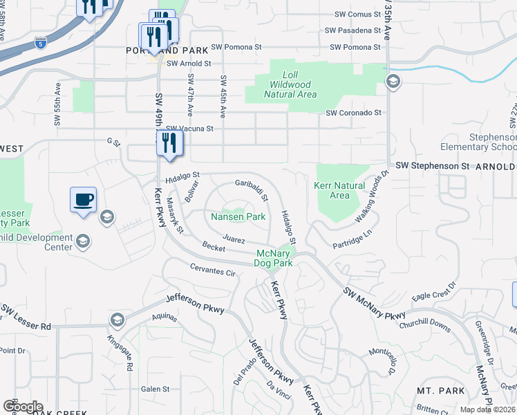 map of restaurants, bars, coffee shops, grocery stores, and more near 21 Nansen Summit in Lake Oswego